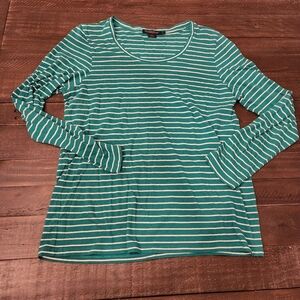 Pendleton Green Striped Basic Long Sleeve SZ PL